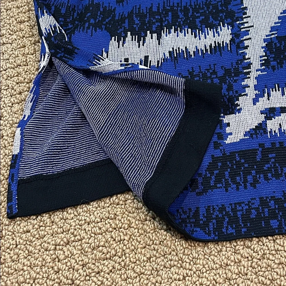 Ming Wang Black Blue Gray Abstract Print Single Button Front Blazer 2X Lagenlook
